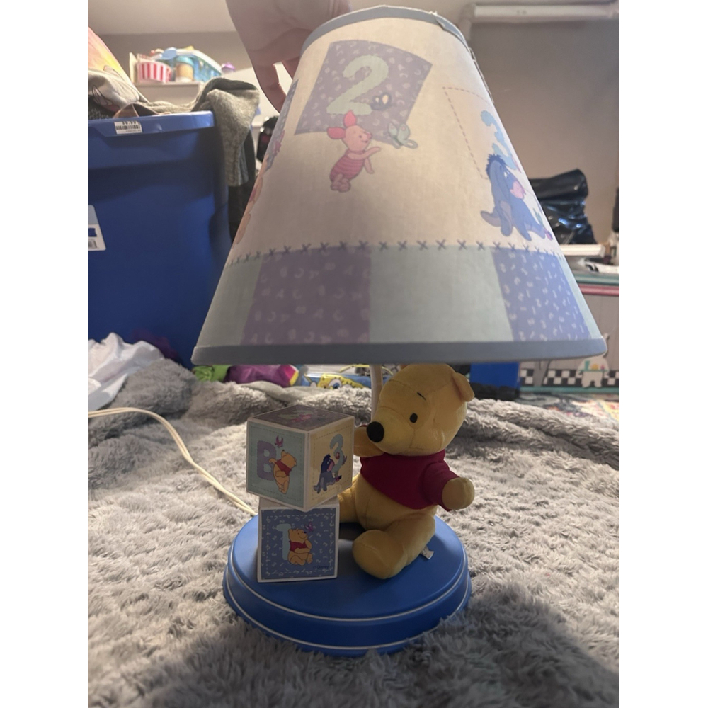 Vintage Disney Winnie the Pooh Nursery Lamp with Block Base